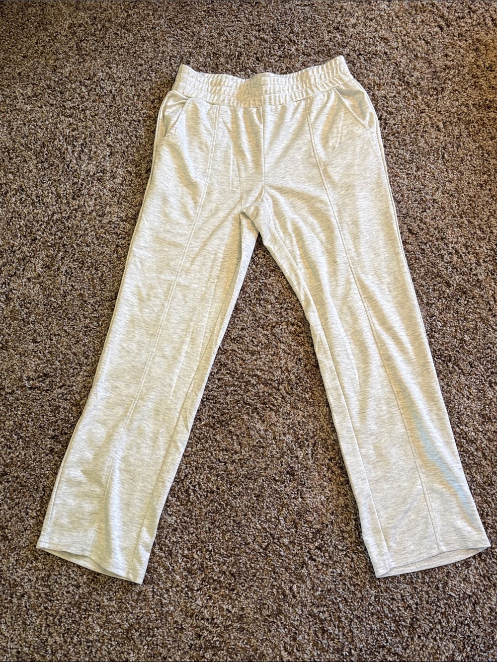 Cream/Gray Lounge Pants - Soft Elastic Waist